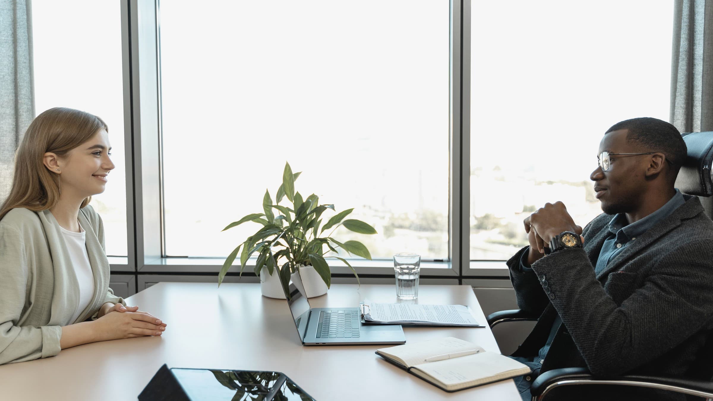 Recruiter conducting a structured interview with a staffing candidate
